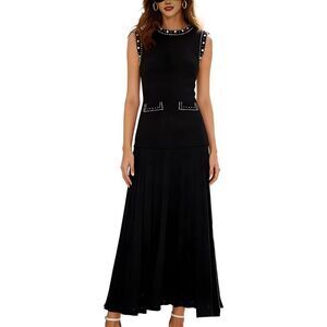 Leon Gori Womens  Sleeveless Solid Maxi Dress
